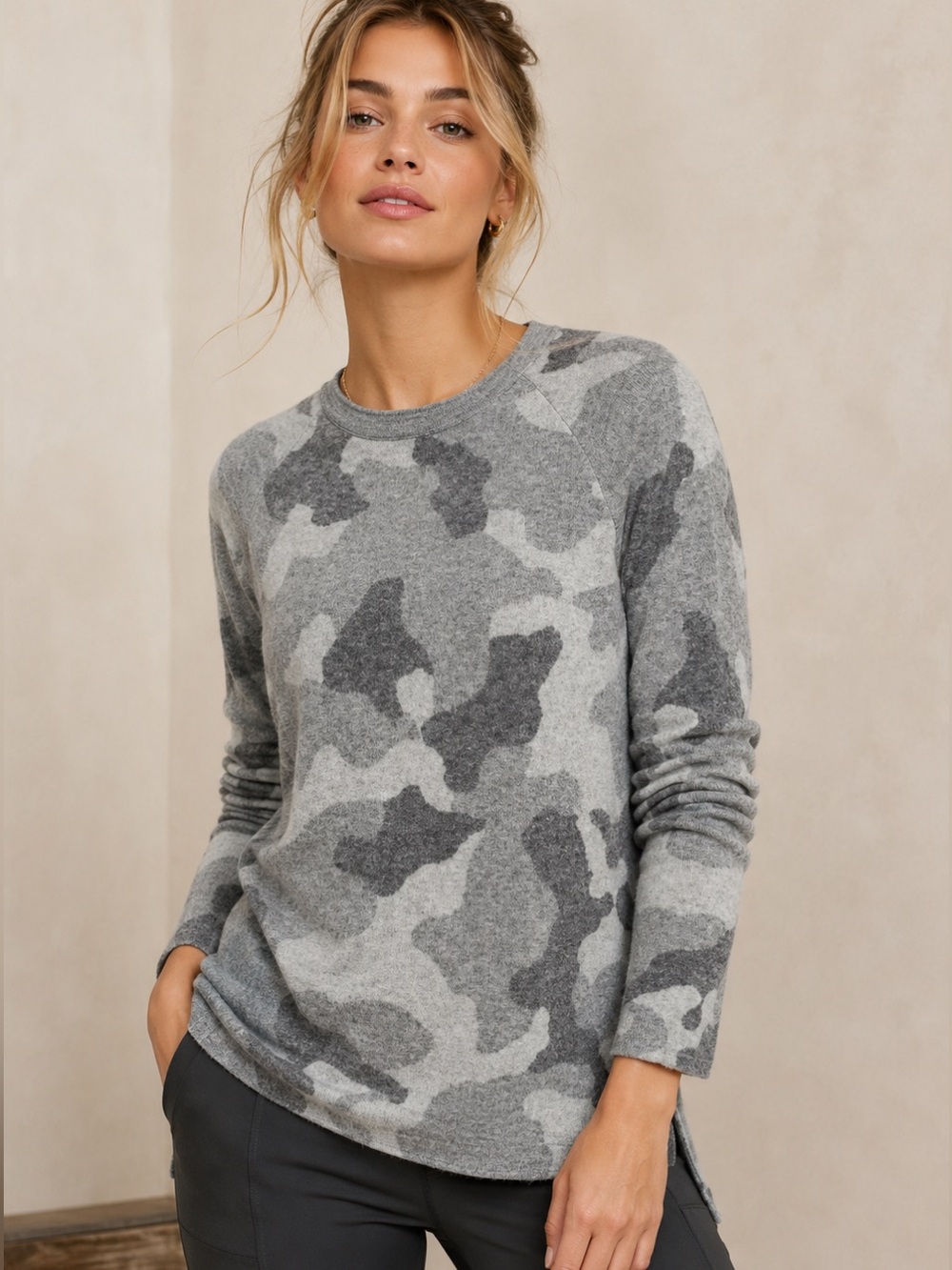 Athleta Alpaca–Merino Camo Sweater – Size Small